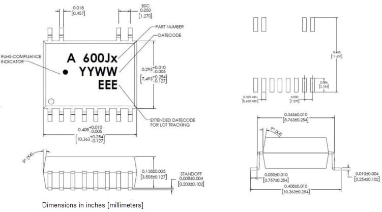 Mechanical Drawing - Broadcom APML-600JV/JT Photo MOSFETs